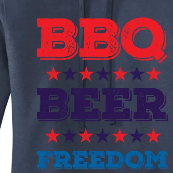 Bbq Beer Freedom Gift America Usa Party 4th Of July Gift Women's Pullover Hoodie