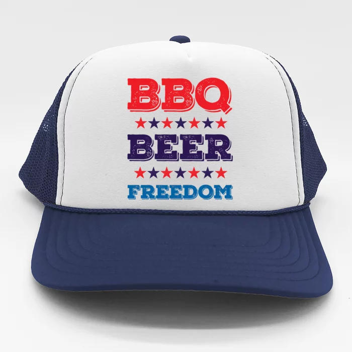 Bbq Beer Freedom Gift America Usa Party 4th Of July Gift Trucker Hat