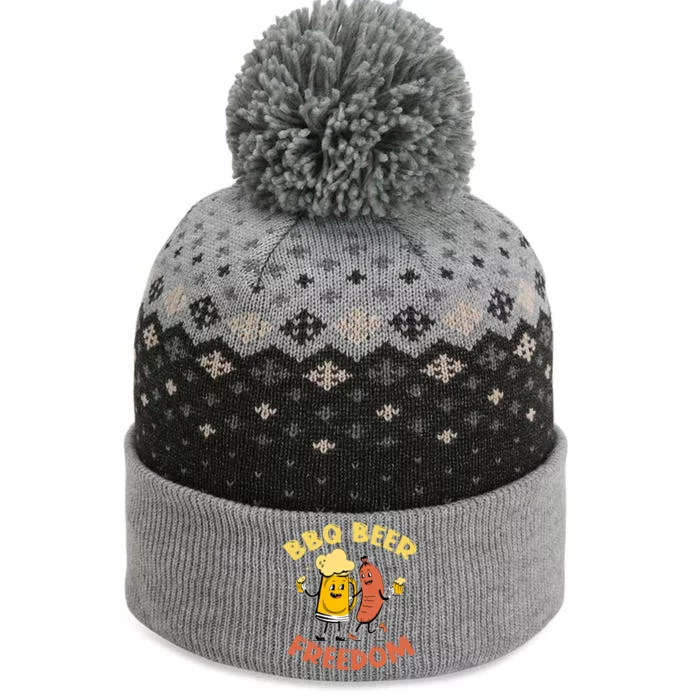 Bbq Beer Freedom Design For Barbecue And Beer Lovers Cool Gift The Baniff Cuffed Pom Beanie