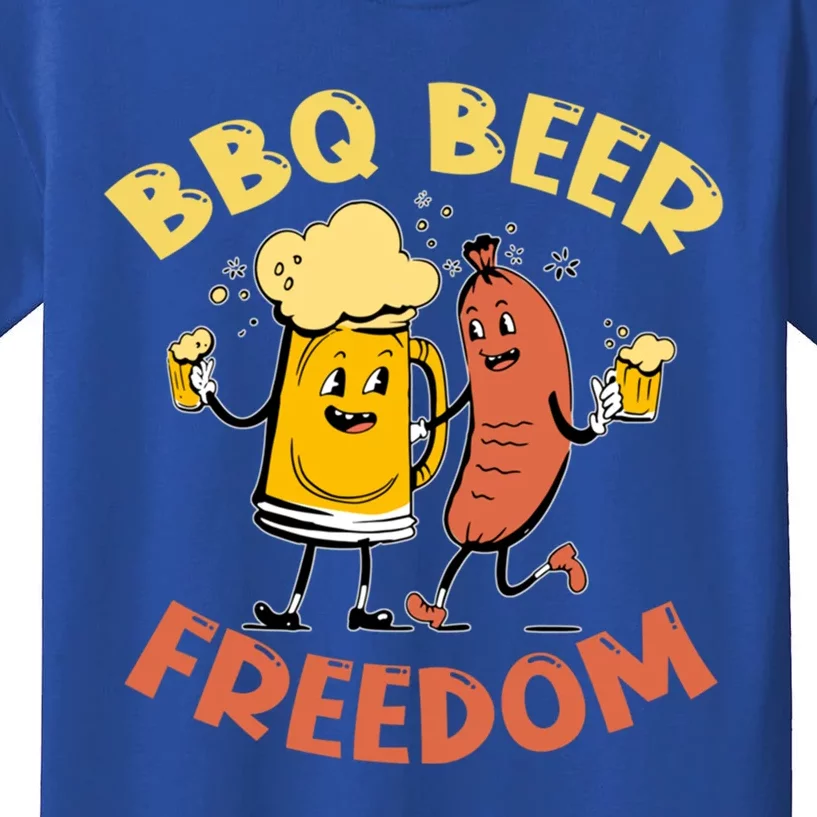 Bbq Beer Freedom Design For Barbecue And Beer Lovers Cool Gift Kids T-Shirt