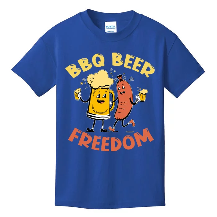 Bbq Beer Freedom Design For Barbecue And Beer Lovers Cool Gift Kids T-Shirt