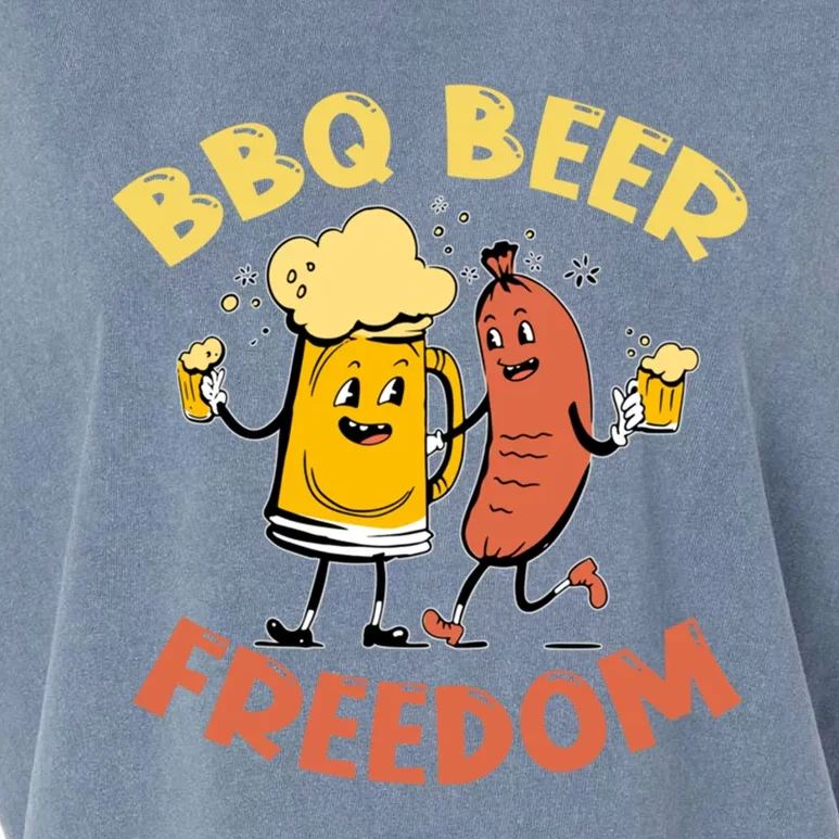 Bbq Beer Freedom Design For Barbecue And Beer Lovers Cool Gift Garment-Dyed Women's Muscle Tee