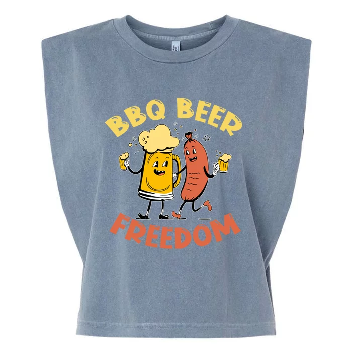 Bbq Beer Freedom Design For Barbecue And Beer Lovers Cool Gift Garment-Dyed Women's Muscle Tee