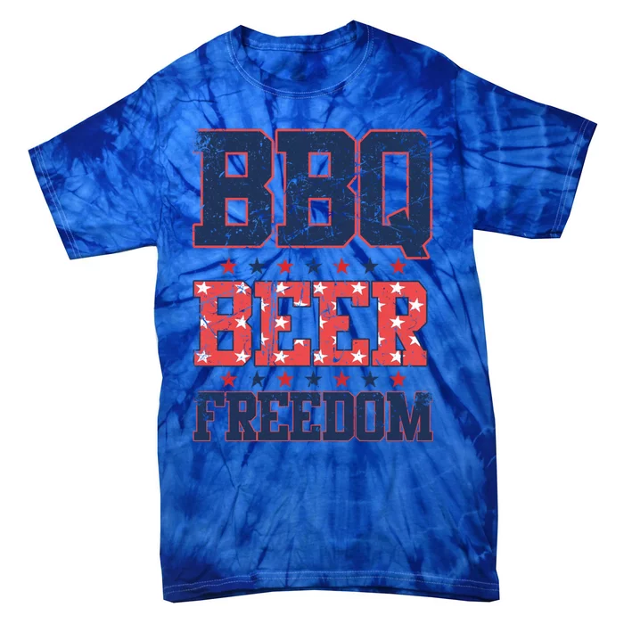 Bbq Beer Freedom Gift Us Proud American Election Vintage Gift Tie-Dye T-Shirt