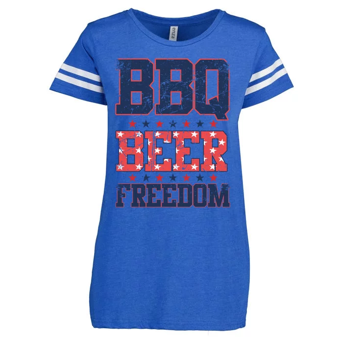 Bbq Beer Freedom Gift Us Proud American Election Vintage Gift Enza Ladies Jersey Football T-Shirt