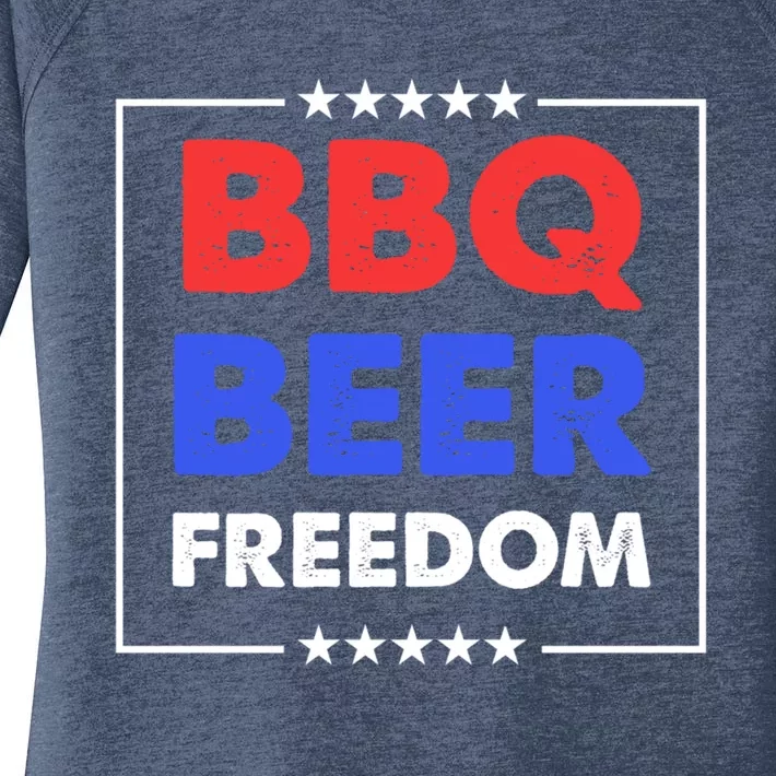 Bbq Beer Freedom Gift Bbq Beer Freedom Great Gift Women's Perfect Tri Tunic Long Sleeve Shirt