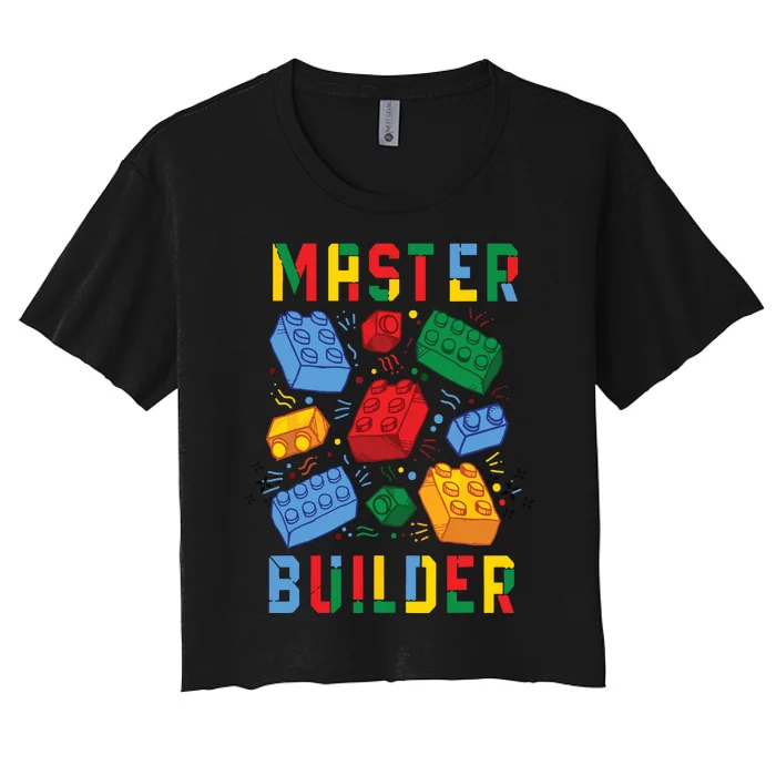 Brick Builder Funny Blocks Building Master Builder Women's Crop Top Tee