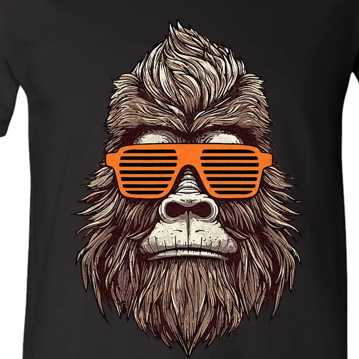 Bigfoot Birthday for Cool Striped Animal Theme Party V-Neck T-Shirt