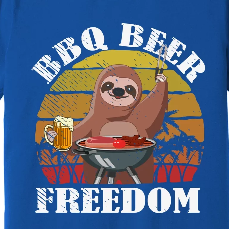 Bbq Beer Freedom Sloth Beer Er Fathers Day Grillers Gift Premium T-Shirt