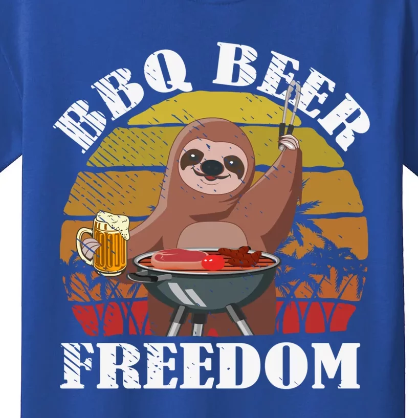 Bbq Beer Freedom Sloth Beer Er Fathers Day Grillers Gift Kids T-Shirt