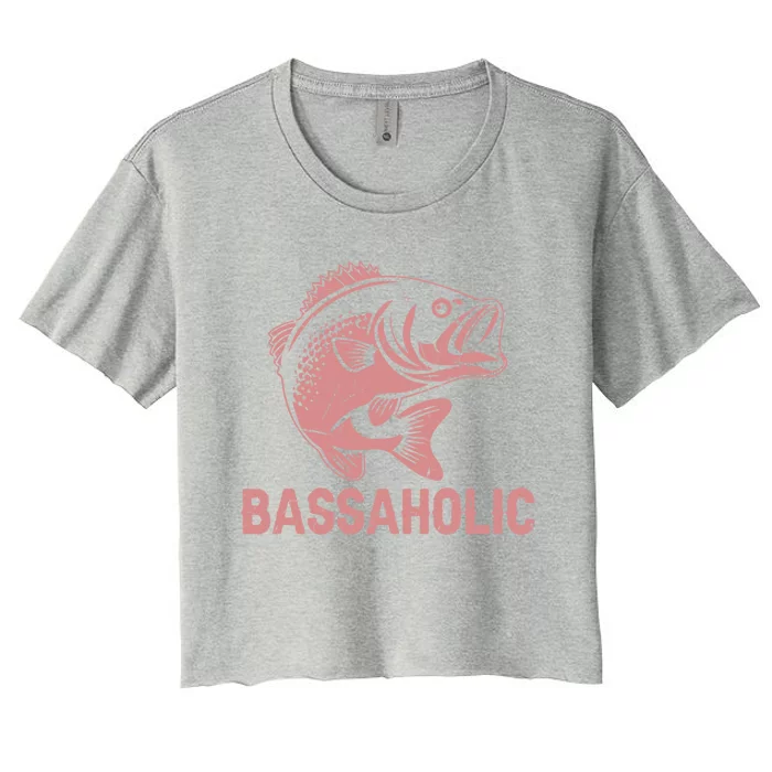 Bassaholic Bass Fishing Gift Women's Crop Top Tee