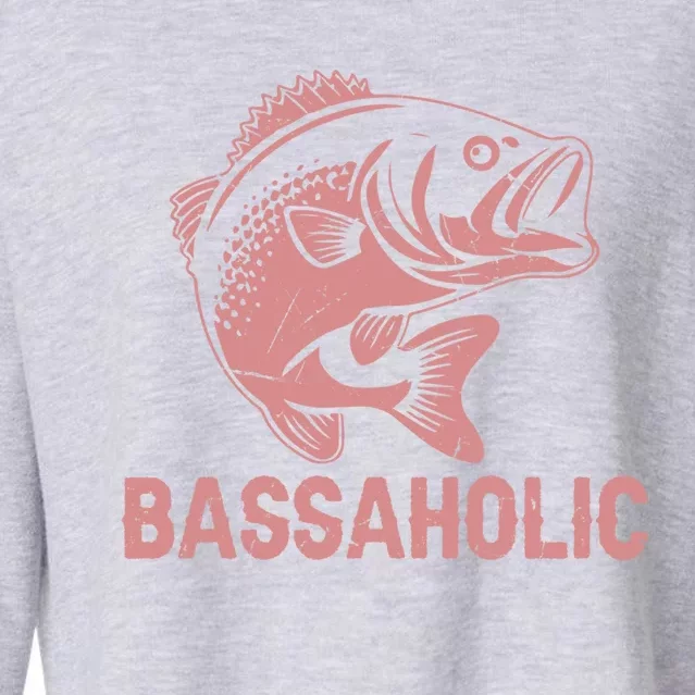 Bassaholic Bass Fishing Gift Cropped Pullover Crew