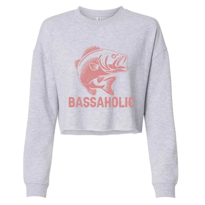 Bassaholic Bass Fishing Gift Cropped Pullover Crew