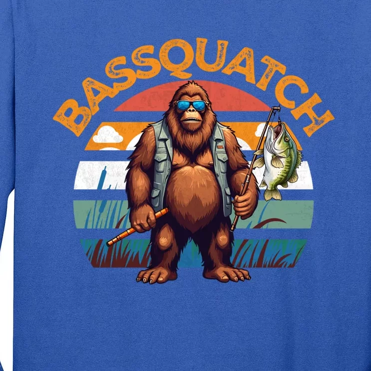 Bassquatch Bigfoot Fishing Rod Largemouth Bass Sasquatch Cute Gift Tall Long Sleeve T-Shirt