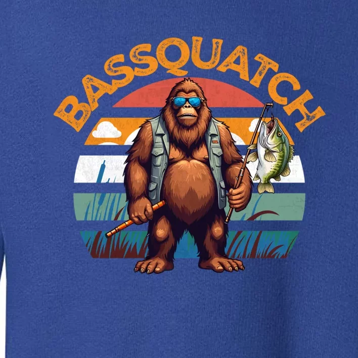 Bassquatch Bigfoot Fishing Rod Largemouth Bass Sasquatch Cute Gift Toddler Sweatshirt