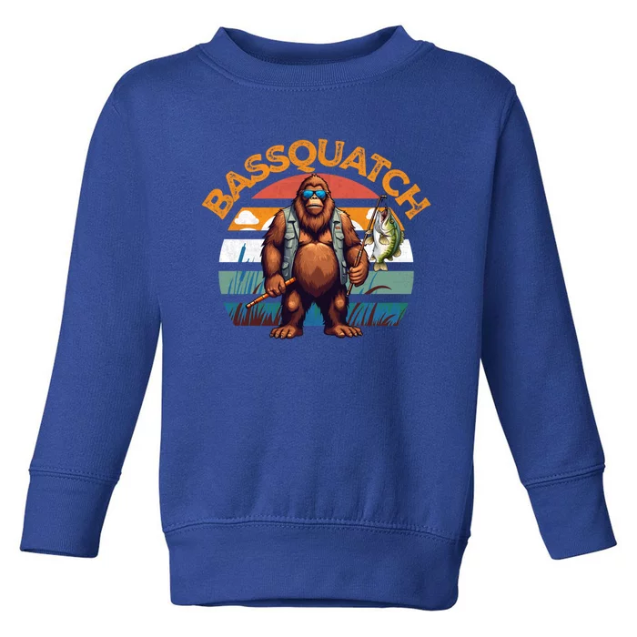 Bassquatch Bigfoot Fishing Rod Largemouth Bass Sasquatch Cute Gift Toddler Sweatshirt