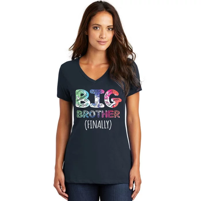 Big Brother Finally Toddlers Big Brother Women's V-Neck T-Shirt