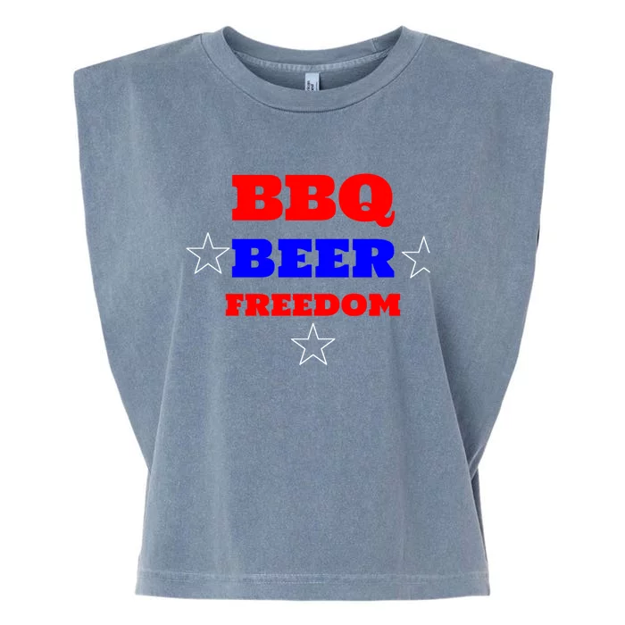 Bbq Beer Freedom Gift Garment-Dyed Women's Muscle Tee