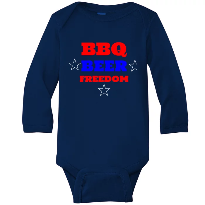 Bbq Beer Freedom Gift Baby Long Sleeve Bodysuit