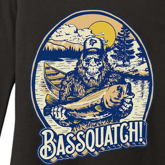 Bassquatch! Bass Fisherman Sasquatch Funny Bigfoot Fishing Womens CVC Long Sleeve Shirt