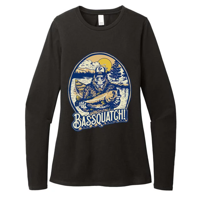 Bassquatch! Bass Fisherman Sasquatch Funny Bigfoot Fishing Womens CVC Long Sleeve Shirt