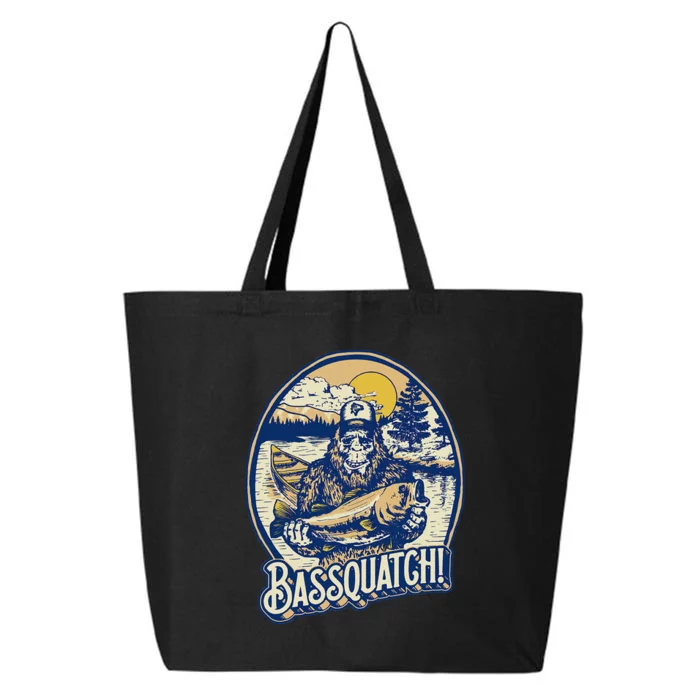 Bassquatch! Bass Fisherman Sasquatch Funny Bigfoot Fishing 25L Jumbo Tote