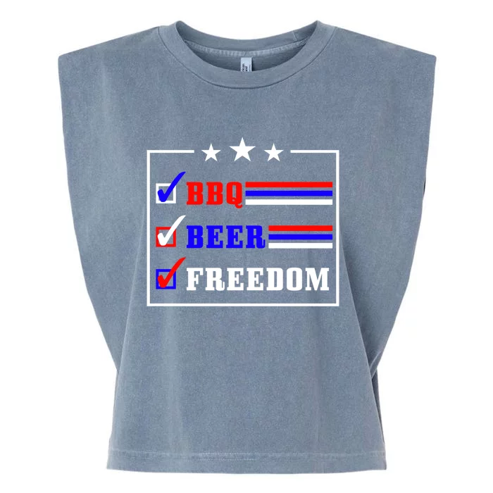 Bbq Beer Freedom Gift Garment-Dyed Women's Muscle Tee