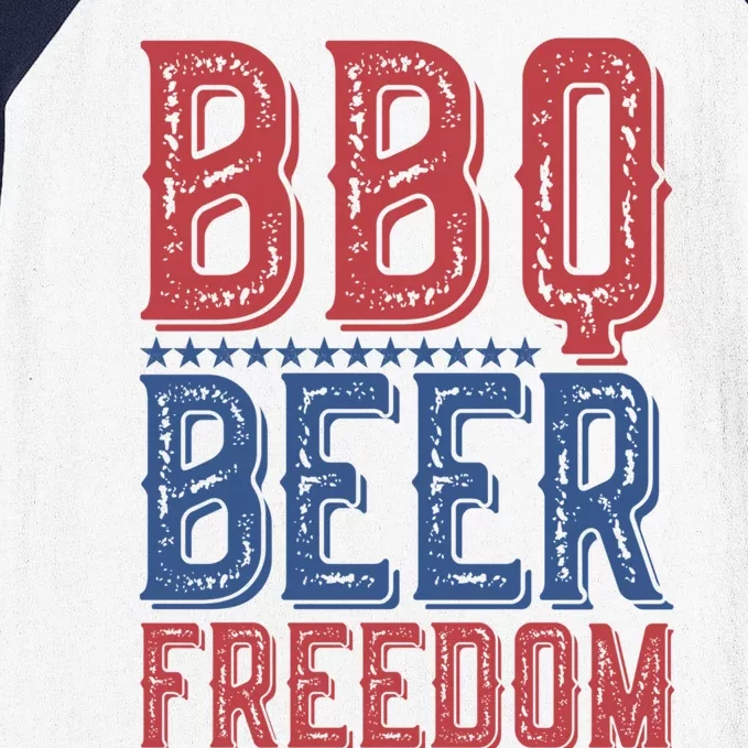 Bbq Beer Freedom Gift Baseball Sleeve Shirt