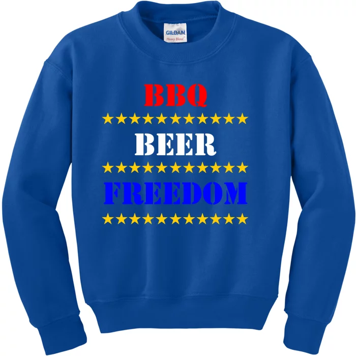 Bbq Beer Freedom Stencil Look With Stars Funny Gift Kids Sweatshirt