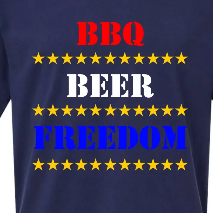 Bbq Beer Freedom Stencil Look With Stars Funny Gift Sueded Cloud Jersey T-Shirt