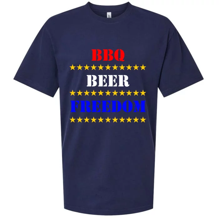 Bbq Beer Freedom Stencil Look With Stars Funny Gift Sueded Cloud Jersey T-Shirt