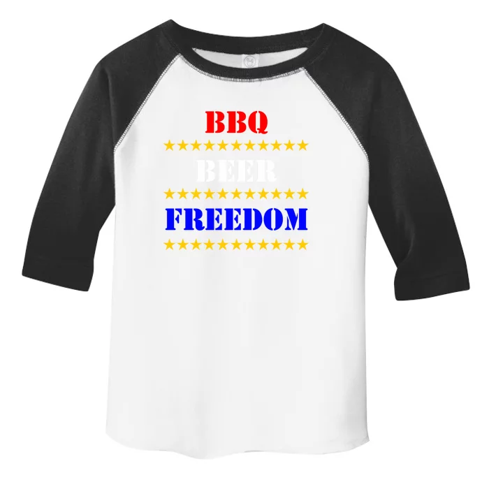 Bbq Beer Freedom Stencil Look With Stars Funny Gift Toddler Fine Jersey T-Shirt