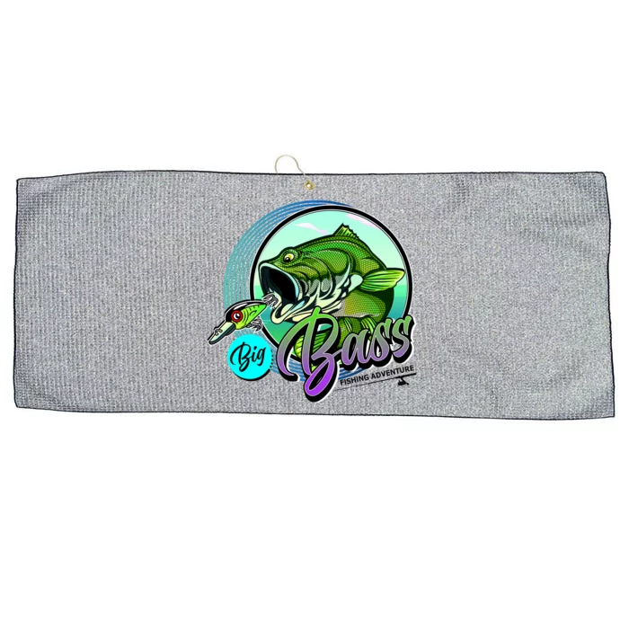 Big Bass Fishing Adventure Large Microfiber Waffle Golf Towel