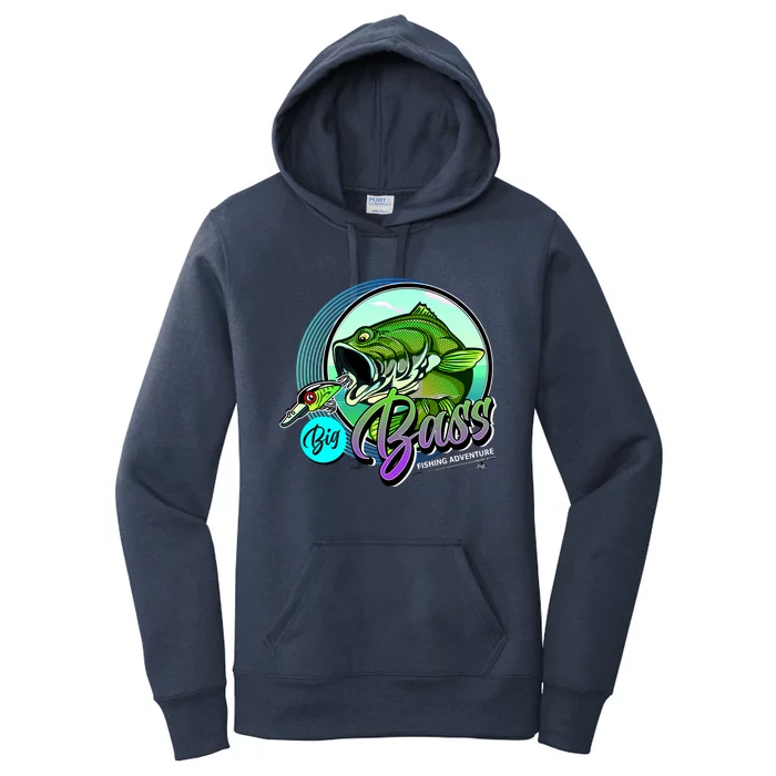 Big Bass Fishing Adventure Women's Pullover Hoodie