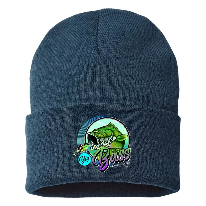 Big Bass Fishing Adventure Sustainable Knit Beanie