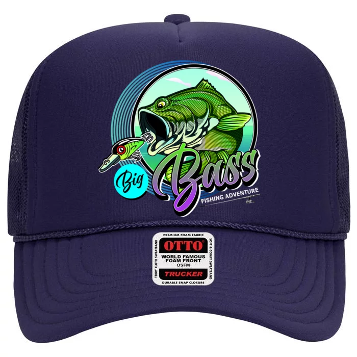 Big Bass Fishing Adventure High Crown Mesh Trucker Hat