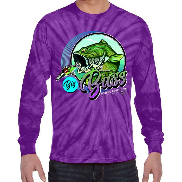 Big Bass Fishing Adventure Tie-Dye Long Sleeve Shirt