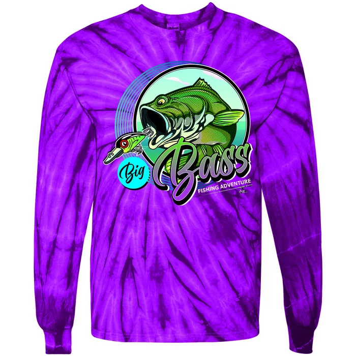 Big Bass Fishing Adventure Tie-Dye Long Sleeve Shirt