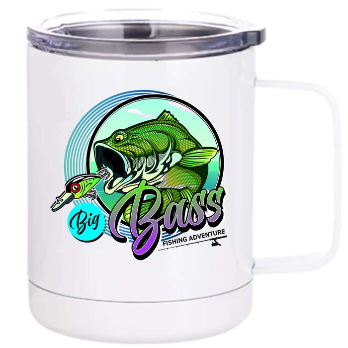 Big Bass Fishing Adventure Front & Back 12oz Stainless Steel Tumbler Cup