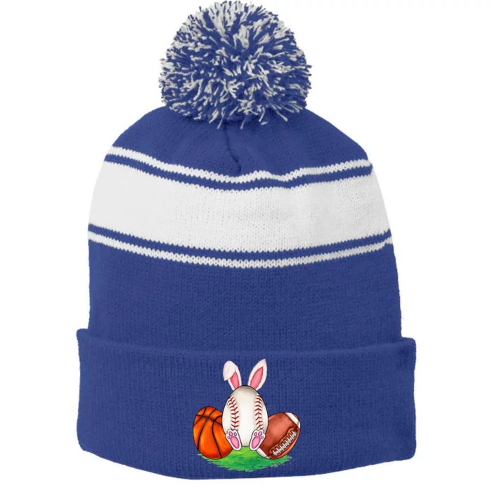 Basketball Baseball Football Sports Easter Day Rabbits Stripe Pom Pom Beanie