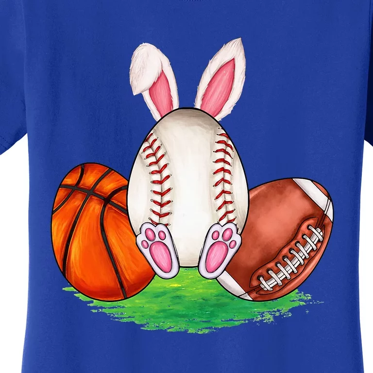 Basketball Baseball Football Sports Easter Day Rabbits Women's T-Shirt