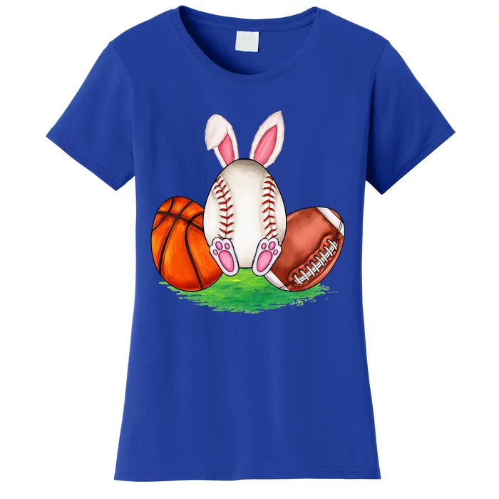 Basketball Baseball Football Sports Easter Day Rabbits Women's T-Shirt