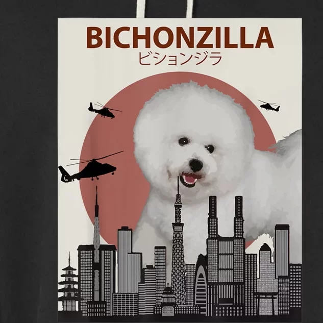 Bichonzilla Bichon Frise Dog Giant Monster Japanese Meme Garment-Dyed Fleece Hoodie