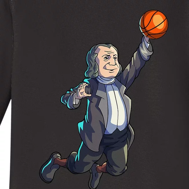 Basketball Ben Franklin 4th Of July Basketball Baby Long Sleeve Bodysuit