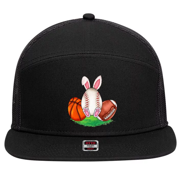 Basketball Baseball Football Sports Easter Day Rabbits 7 Panel Mesh Trucker Snapback Hat