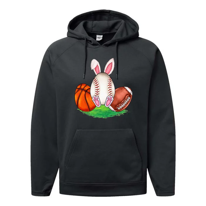 Basketball Baseball Football Sports Easter Day Rabbits Performance Fleece Hoodie