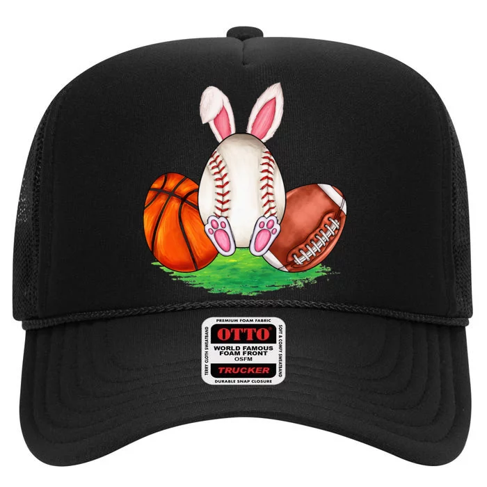 Basketball Baseball Football Sports Easter Day Rabbits High Crown Mesh Trucker Hat