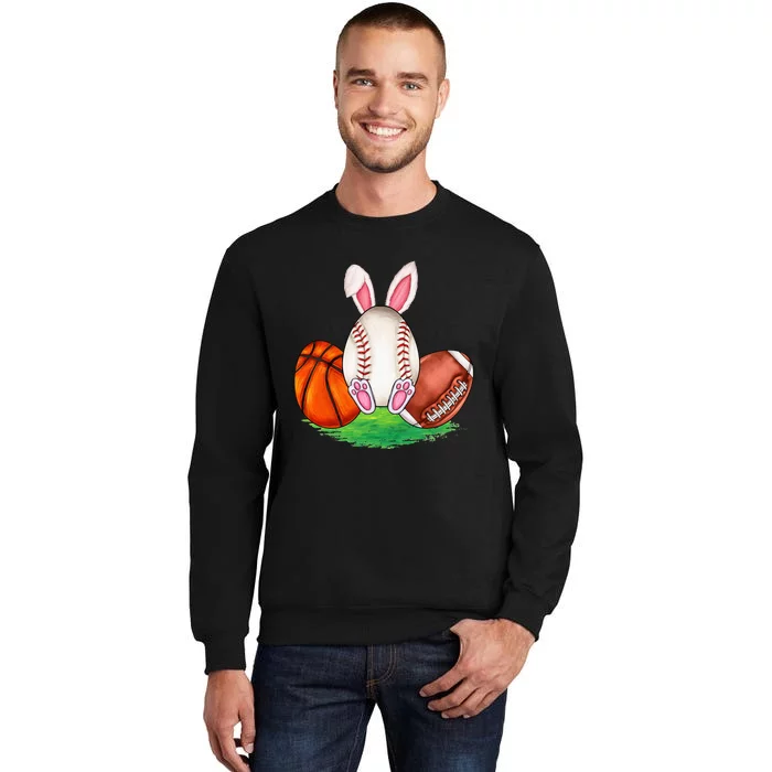 Basketball Baseball Football Sports Easter Day Rabbits Sweatshirt