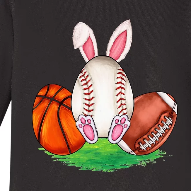 Basketball Baseball Football Sports Easter Day Rabbits Baby Long Sleeve Bodysuit