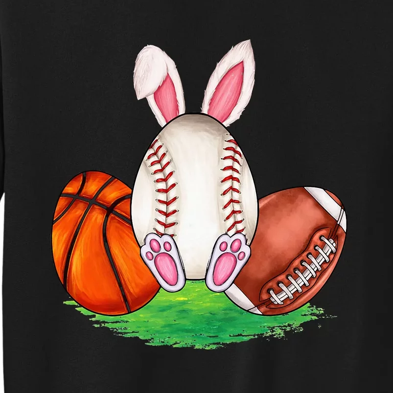 Basketball Baseball Football Sports Easter Day Rabbits Tall Sweatshirt